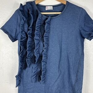 Red Valentino Ruffle Top Women's Size S/M Short Sleeve EUC
